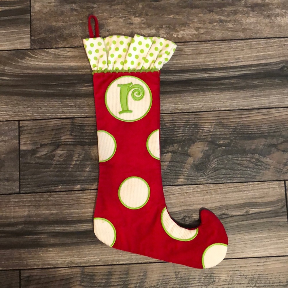 Mudpie ‘r’ initial Christmas stocking